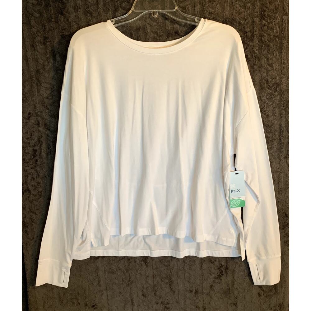 White Long Sleeve Women's Travel Leisure Relaxed Fit T Shirt  Size XL NWT